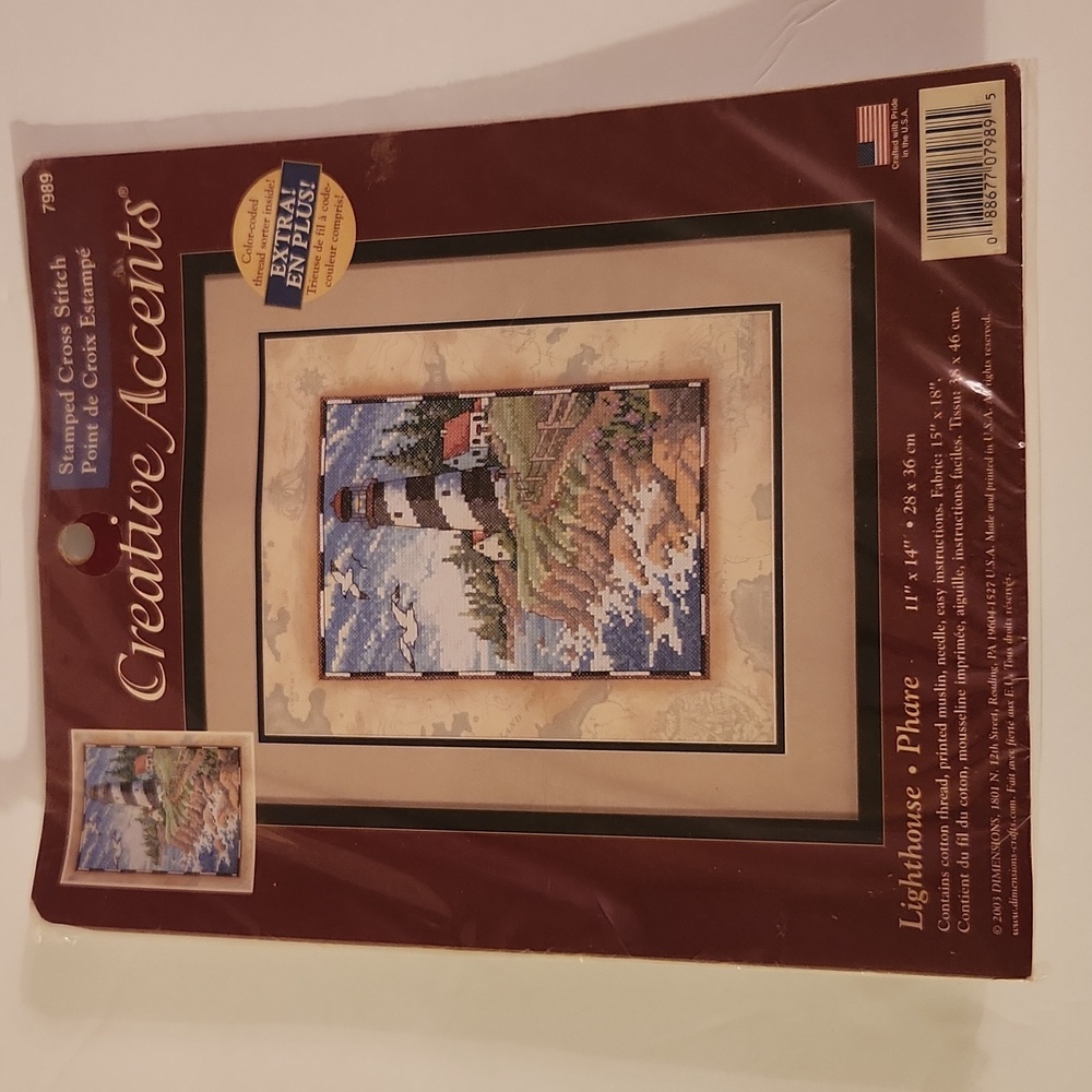 Creative accent stamped cross stitch lighthouse